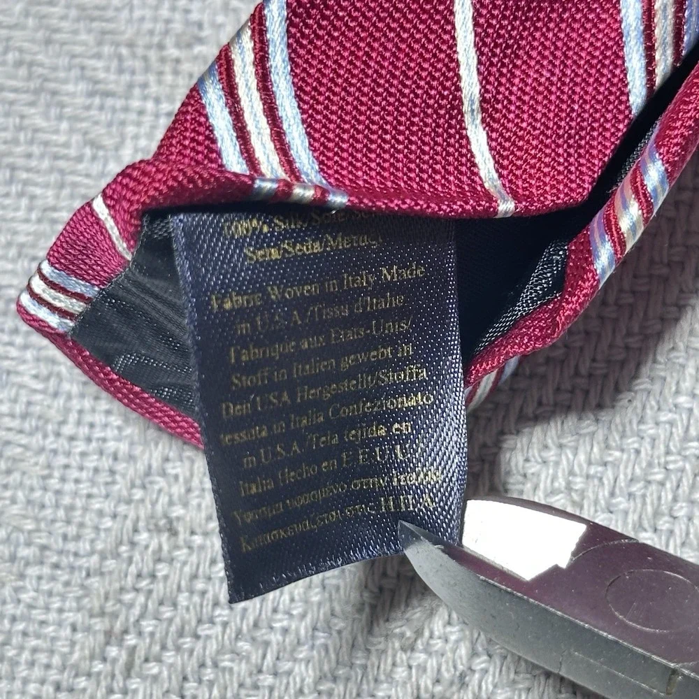 Brooks Brothers Red Gold & Silver‎ Striped Tie Woven Italian Silk USA Made
